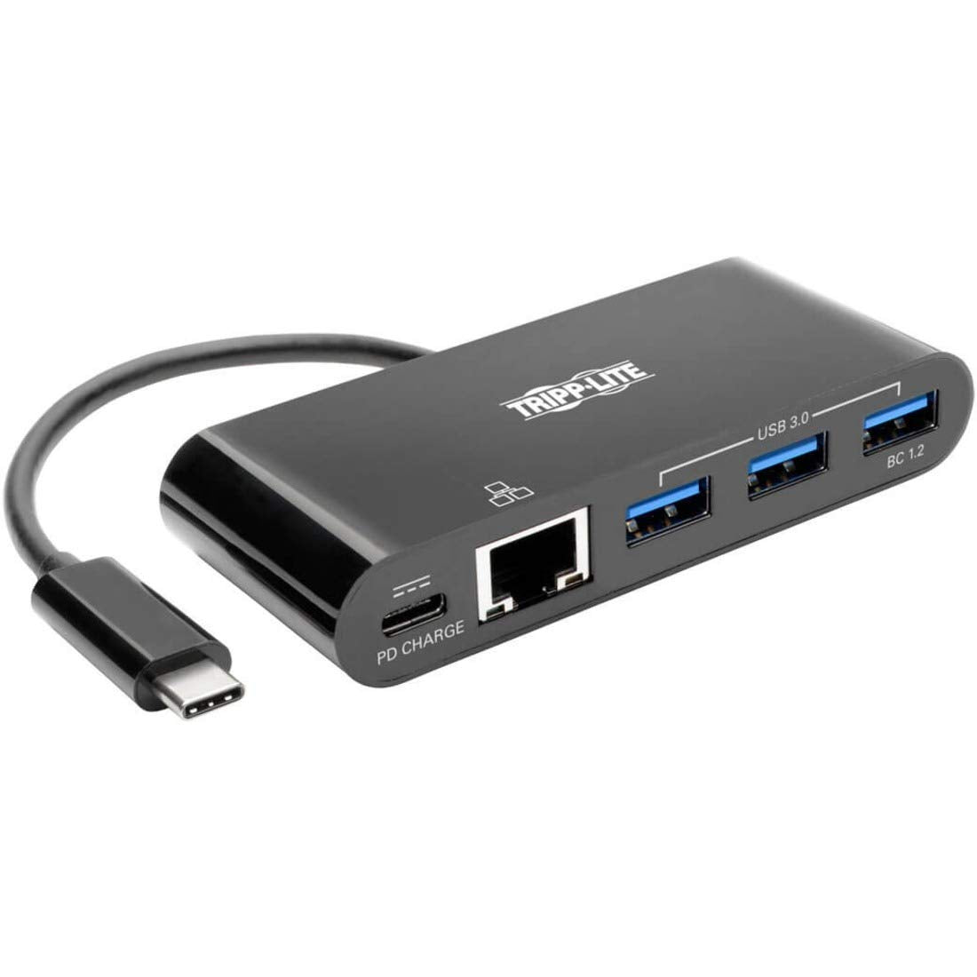 Tripp Lite USB C to Gigabit Ethernet Adapter Converter Docking Station w/ USB-A Hub, Gbe & PD Charging Thunderbolt 3, USB Type C