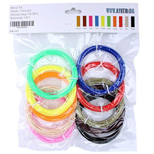 Mynt3D Pla 3D Pen Filament Refill Pack (10 Color, 3M Each)