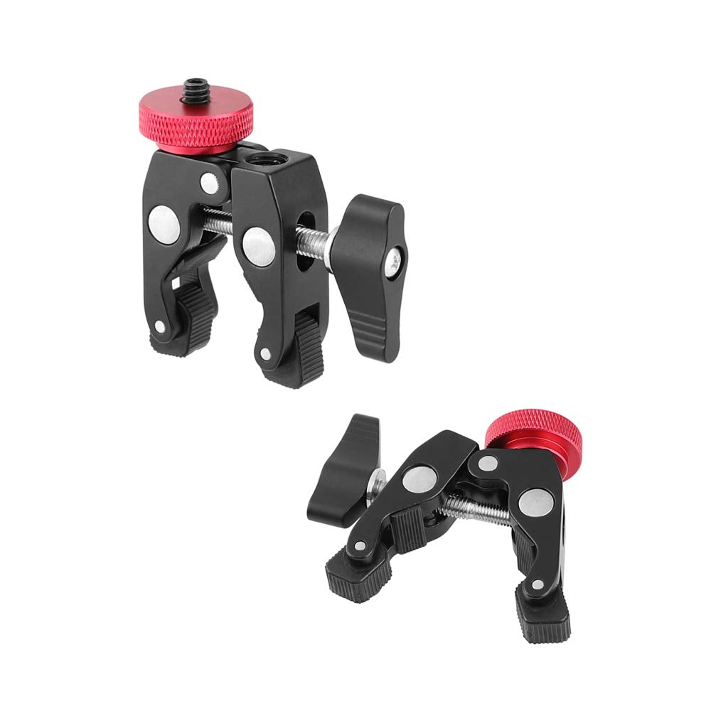 Kayulin Crab Clamp Holder With 1/4'' Screw Adapter For Studio Flash Light Camera Tripod (Black, 2 Pieces)
