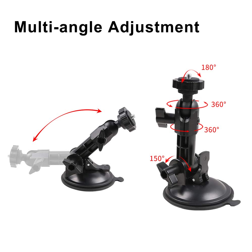 Powerful Suction Cup Camera Car Mount With Tripod Adapter And Phone Holder For Gopro Hero 13/12/11/10 Black, Iphone 15, Dji Osmo Action 4/3, Samsung Galaxy And More (3.3 * 3.3 * 5.6In)