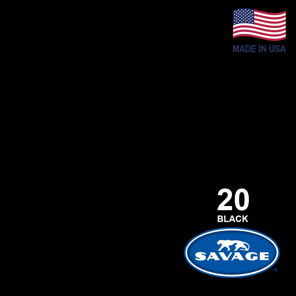 Savage Seamless Paper Photography Backdrop   Color #20 Black, Size 26 Inches Wide X 36 Feet Long, Backdrop For Tabletop Product Photography And Crafting   Made In Usa