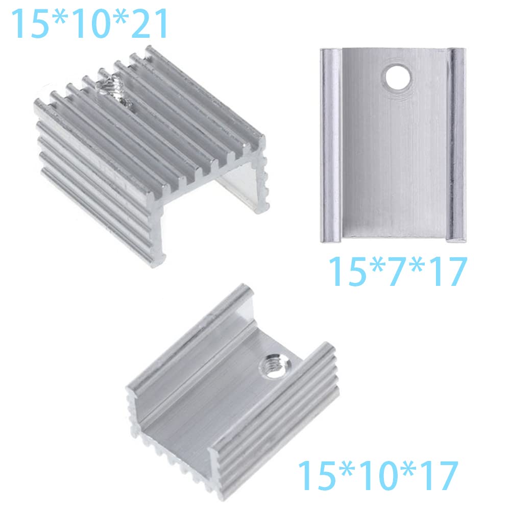 Jienk 30Pcs To 220 Aluminum Heatsink & Insulator/Mounting Kits For Mosfet Transistor, 3 Different Size To 220 Heatsink 10 Each+