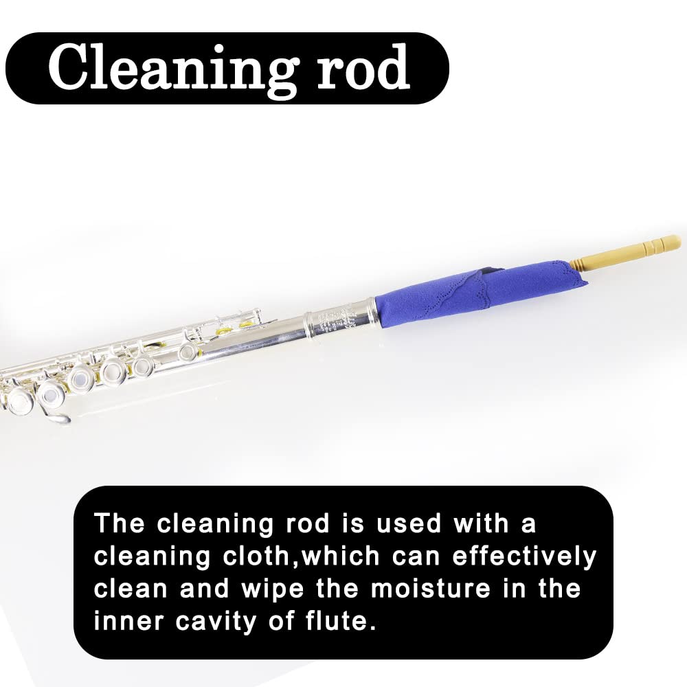 Flute Cleaning Cleaner Care Maintenance Kit,Key Oil,Cork Grease,Swab,Cleaning Cloth,2Pcs Cleaning Brush,Cleaning Rod