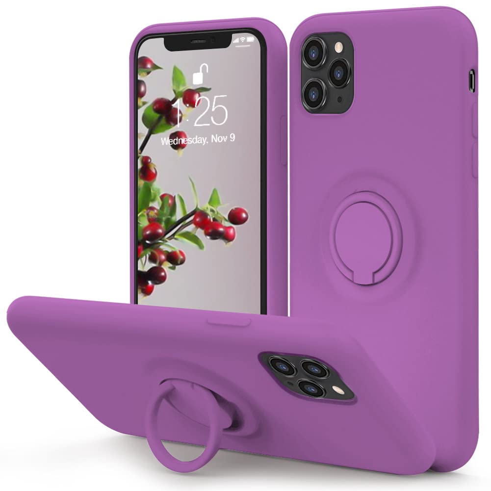 Mocca For Iphone 11 Pro Case With Ring Kickstand | Anti Scratch | Soft Microfiber Lining | Full Body Shockproof Protective Silic