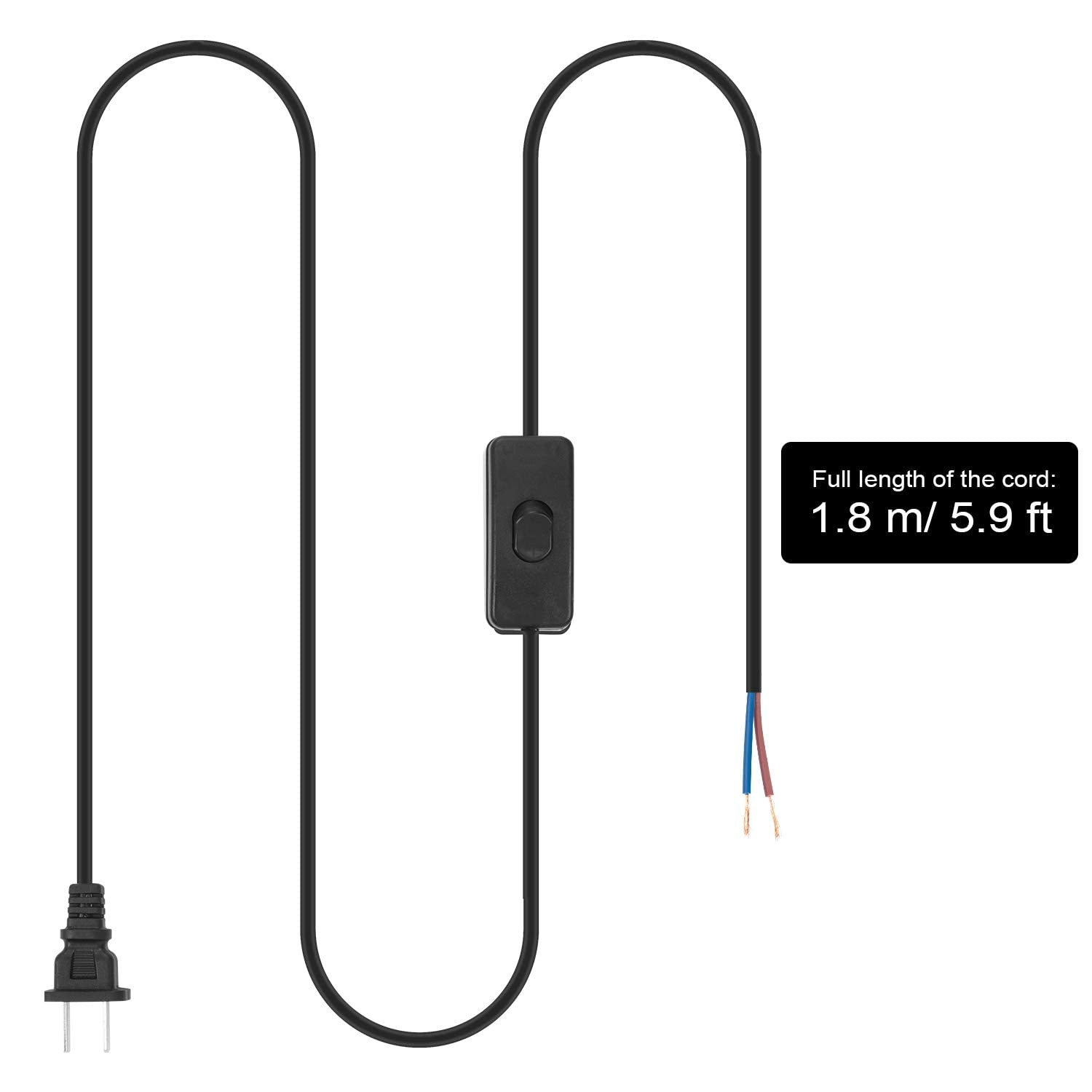 Pelopy 10 Packs Light Cord Set Lamp Cord Cable Cord With Molded Plug, Pure Copper Stripped Ends Ready For Wiring,110 220V, 50W?6
