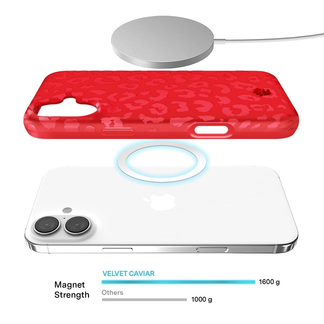 Velvet Caviar For Iphone 16 Plus Case [8Ft Drop Tested] Compatible With Magsafe   Red Leopard Animal Print