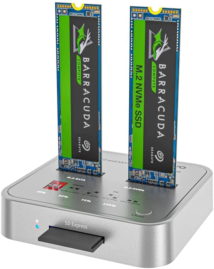Maiwo K3016Cl M.2 Sata/Nvme Docking Station,Usb C 10Gbps Clone Duplicator,With Sd Express Card Base, Support Offline Clone And One  Key System Disk Copy