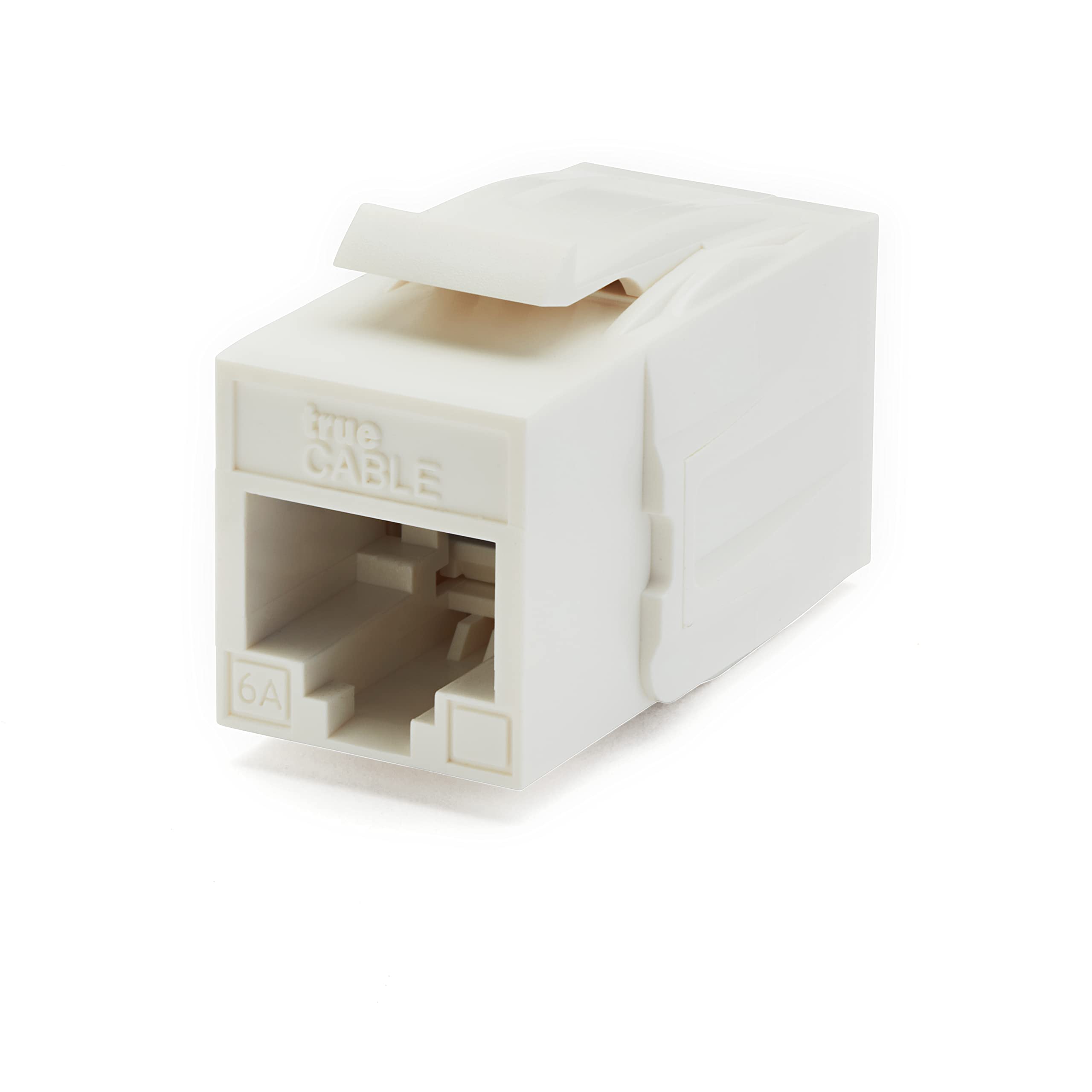 Truecable Cat6A Keystone Jack Coupler, Unshielded (Utp), Poe++ (4Ppoe), Ul Listed, Etl Verified, Ansi/Tia 568 2.D Cat 6A Performance Compliant, Female To Female Rj45 Couplers, White, 12 Pack