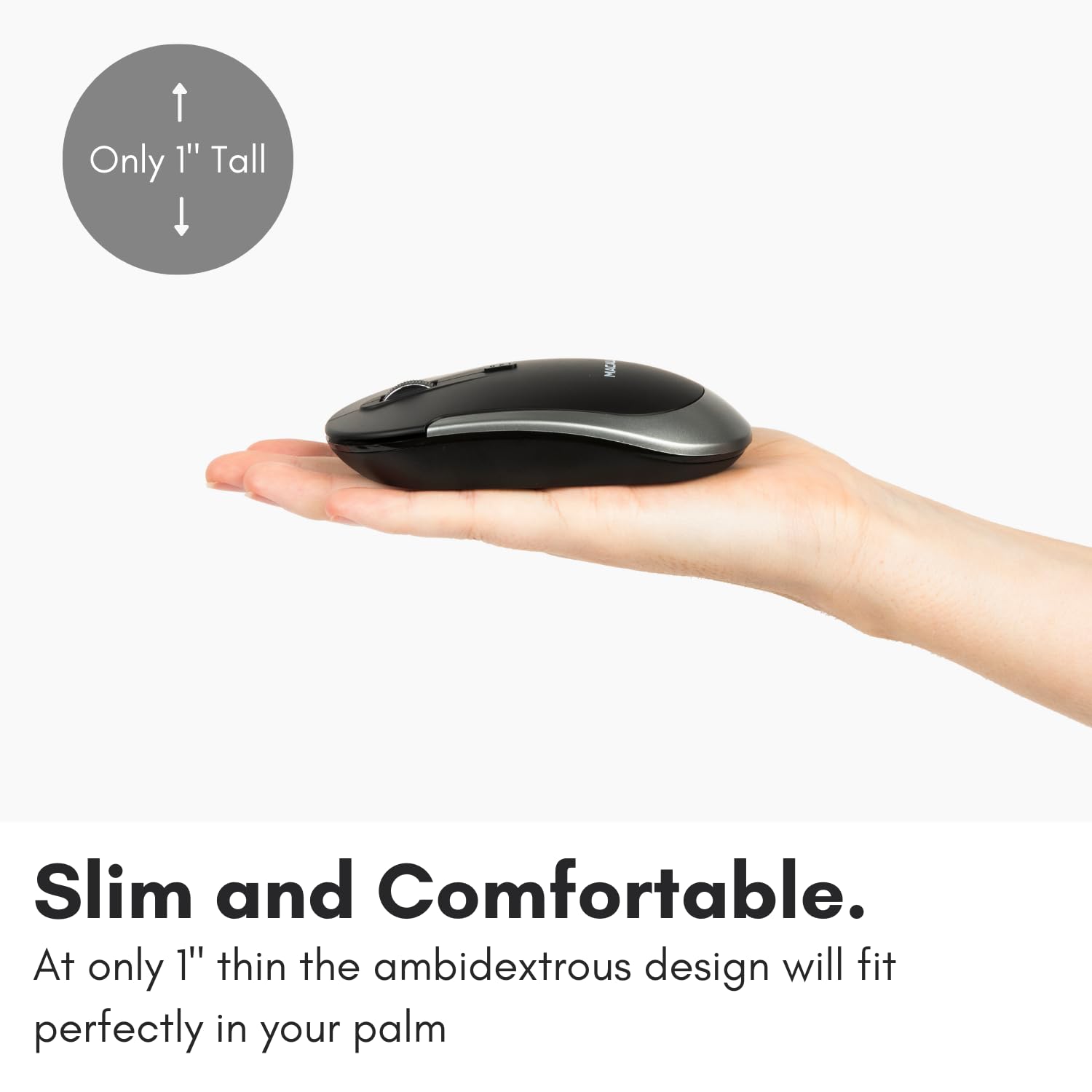 Macally Wireless Bluetooth Mouse For Laptop   Quiet & Comfortable Wireless Bluetooth Mouse For Macbook Pro/Air, Mac, Ipad, Micro