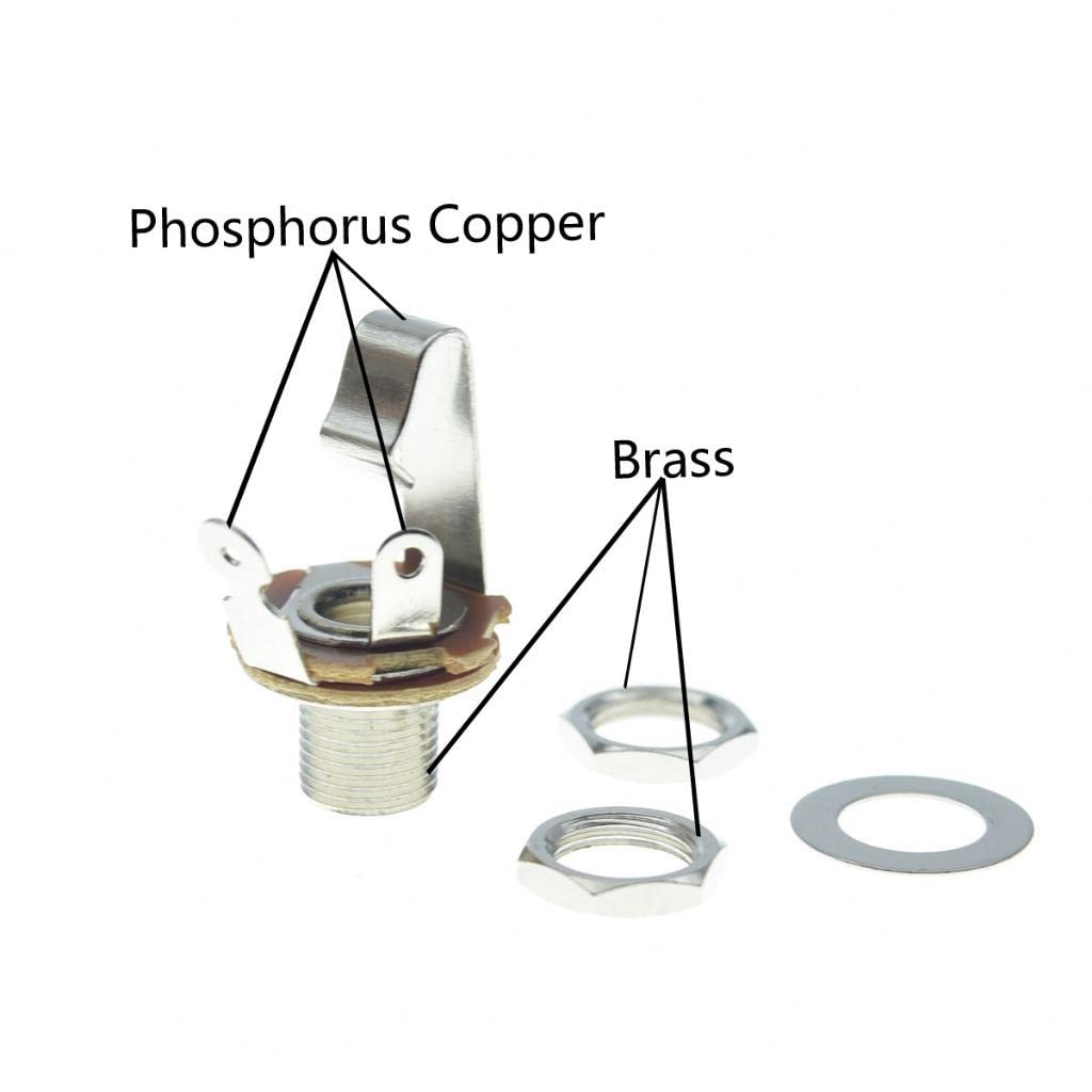 Kaish Chrome Brass Metric Electric Guitar Jackplate Electrosocket Jack Plate With Brass Output Mono Jack And Screws For Fender T