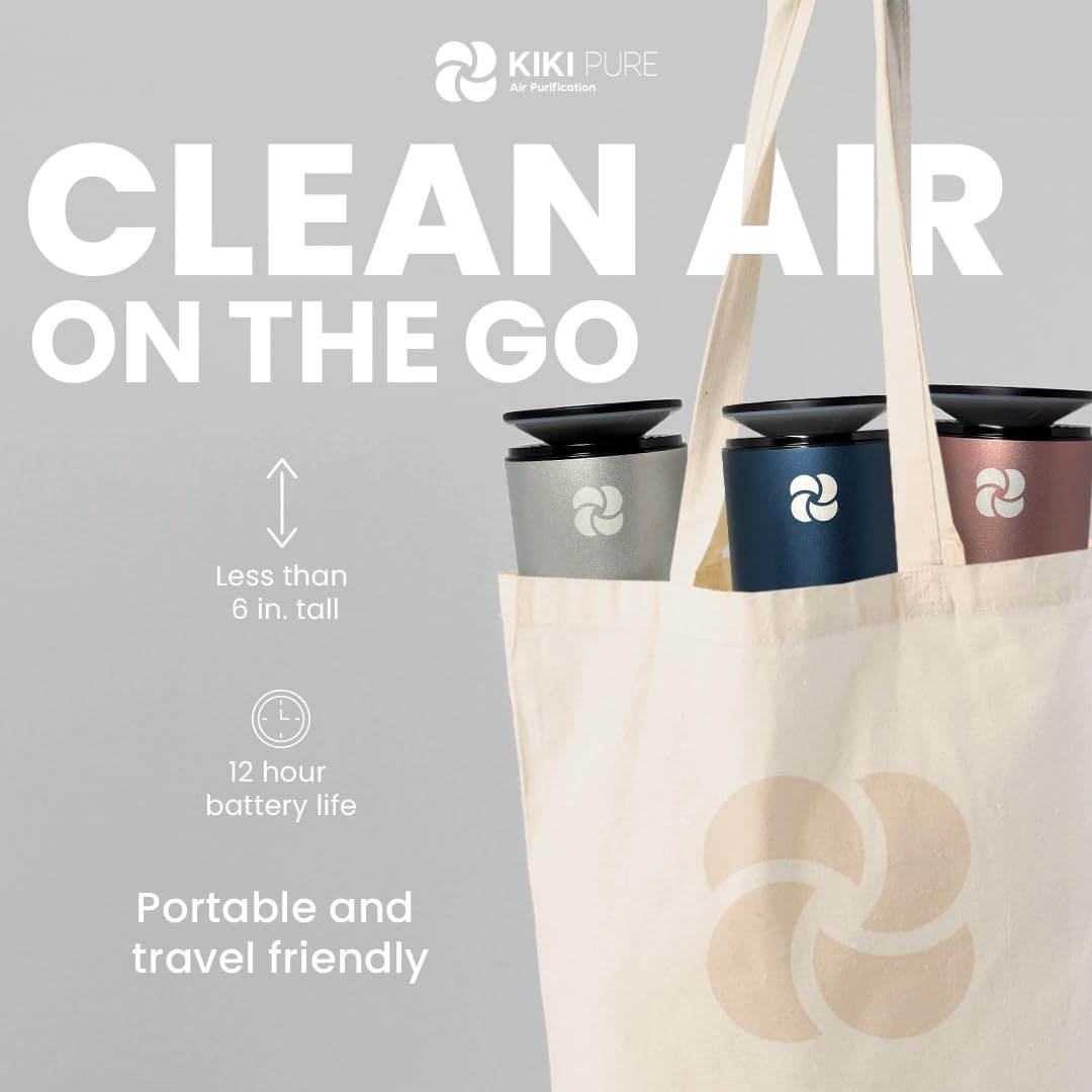 Kiki Pure A2 Uv & Hepa Portable Air Purifier   5.6In Tall, 11 Oz. Ideal For Travel, In Car, Mini Air Purifier, Rose Gold.