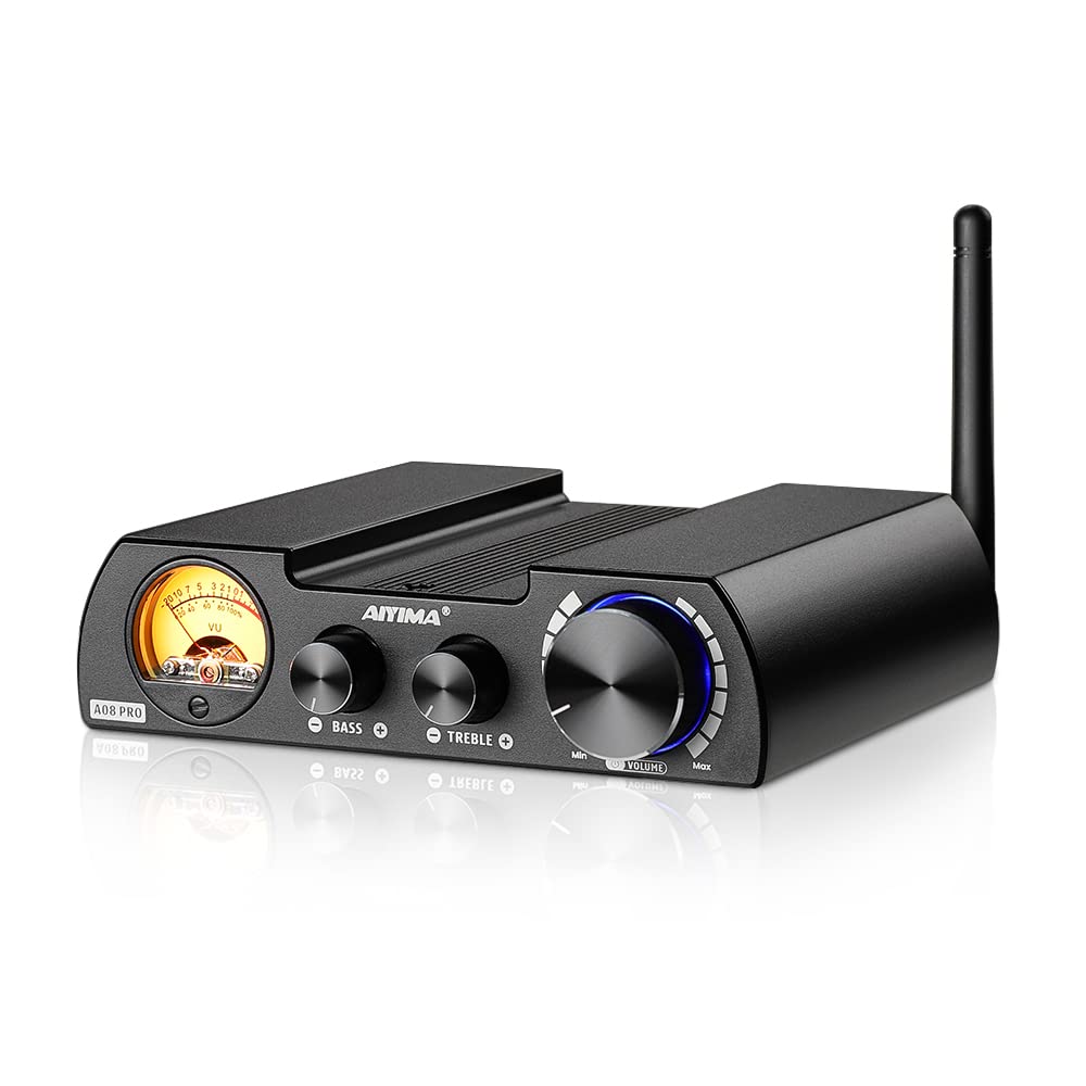 Aiyima A08 Pro Tpa3255 Power Amplifier Bluetooth 5.1 With Vu Meter 300W+300W Hifi Class D Stereo Digital Audio Amp 2.0 Channel A