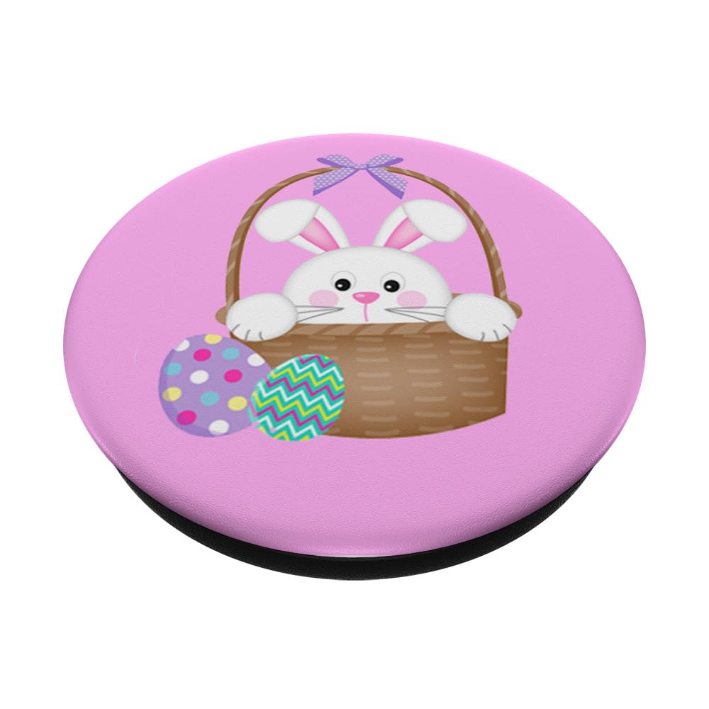 Easter Bunny In Basket With Eggs Pink Lavender Gift For Girl Popsockets Standard Popgrip