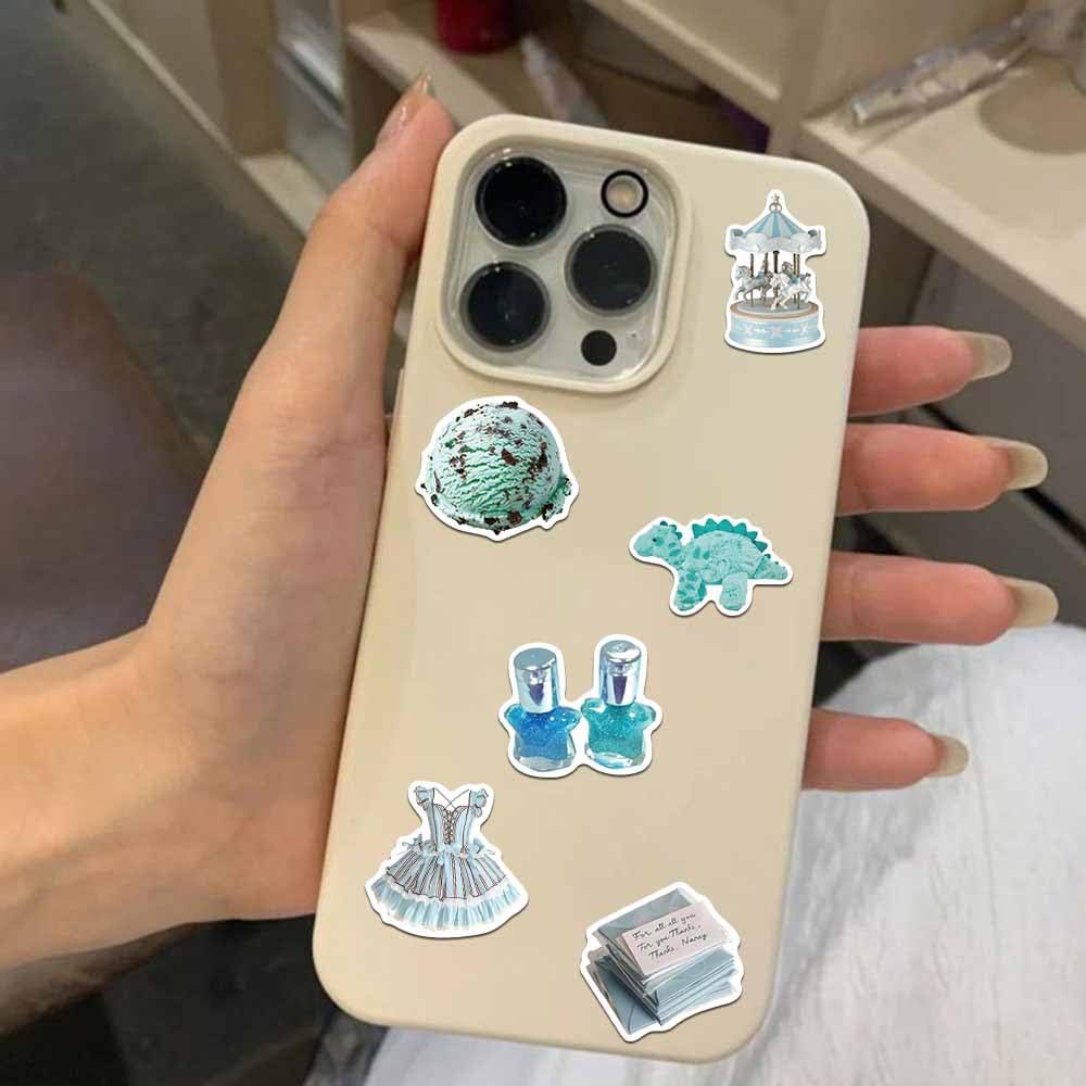 Yoksas 50Pcs Cute Mint Green Stickers   Waterproof Vinyl Vsco Aesthetic Boys Girls Stickers For Headphone,Computer,Guitar,Luggag