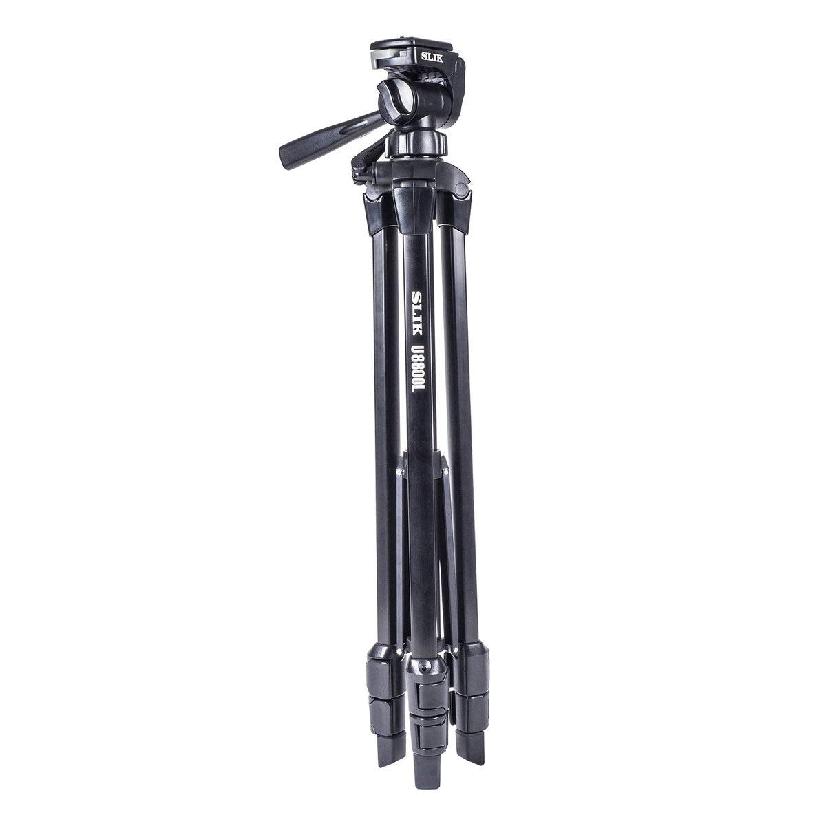 Slik U8800L Compact Lightweight Folding Aluminum Travel Portable Dslr/Slr Video/Camera Tripod With 3 Way Pan Head For Canon Nikon Sony Cameras With Carry Case   Black (612 051)