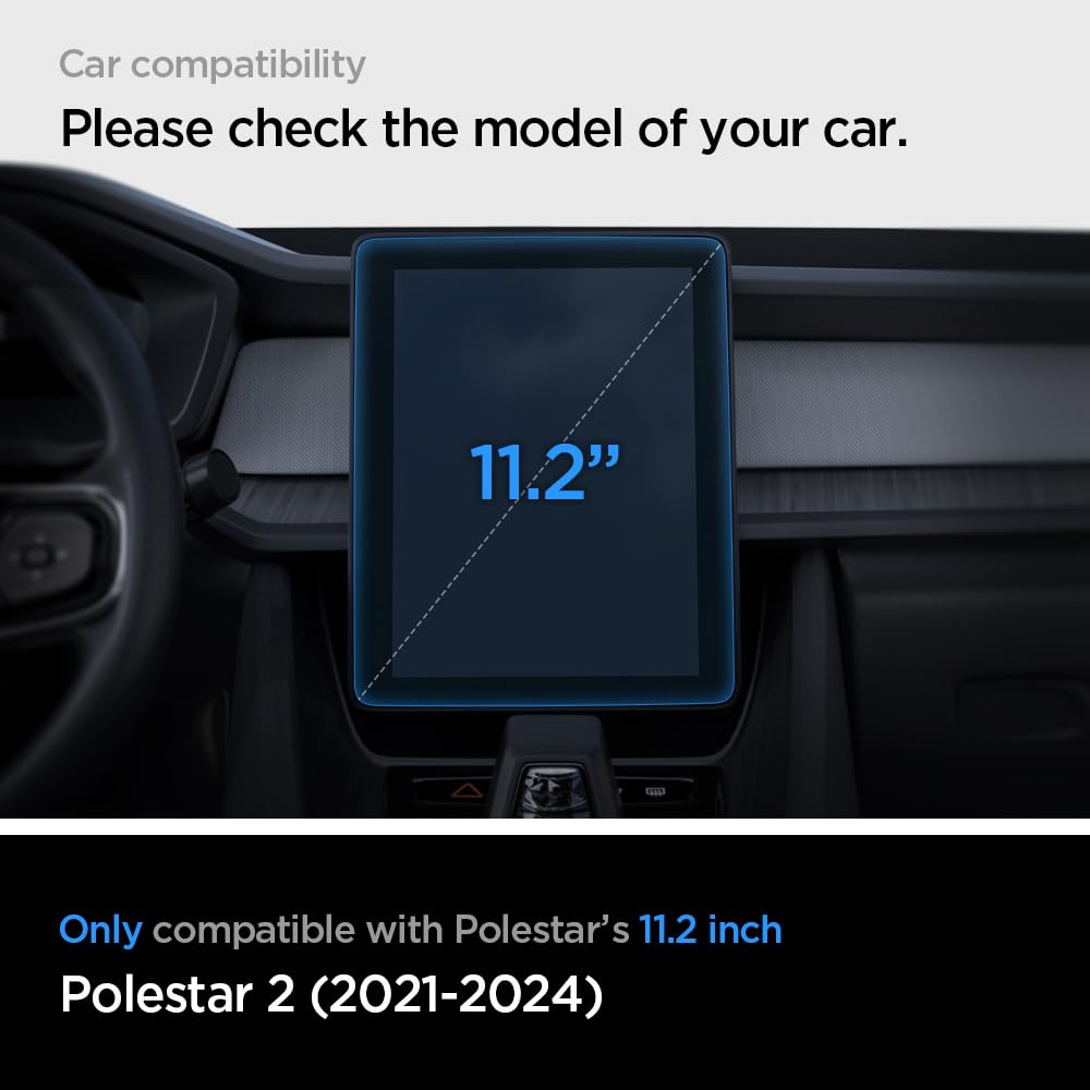 Spigen Tempered Glass Screen Protector [Glastr Ez Fit] Designed For Polestar 2 (2021/2022/2023/2024/2025) 11.2 Inch Dashboard Touchscreen   Matte/Anti Finger Print