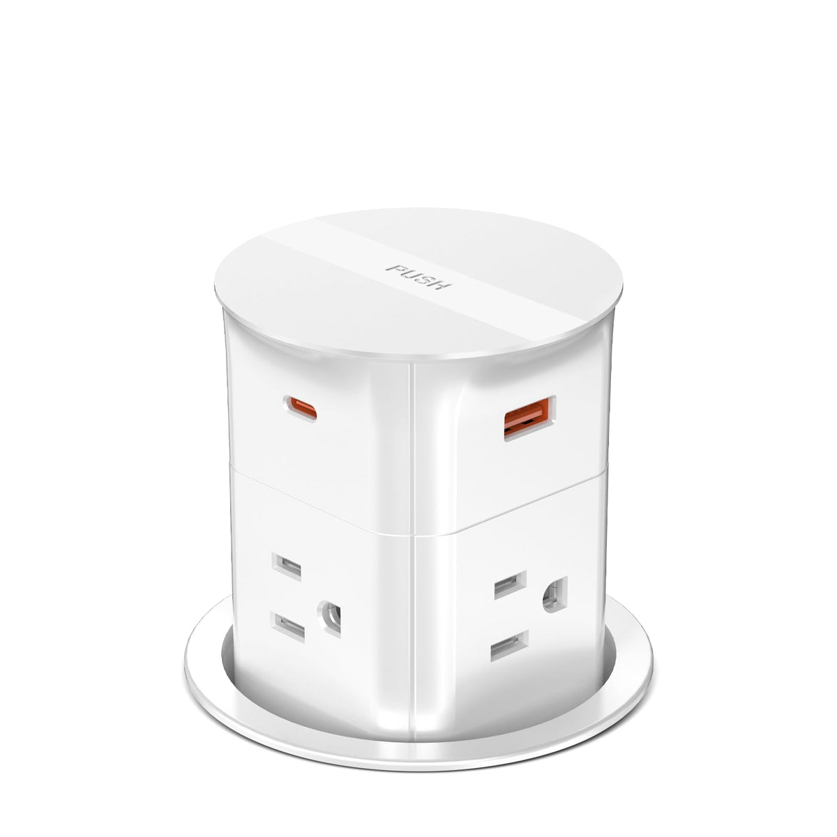 Pop Up Outlet For Countertop With Pd 20W Usb C Fast Charging,3.15'' Desk Grommet Power Station,4 Outlets,4 Usb,Kitchen Island Po