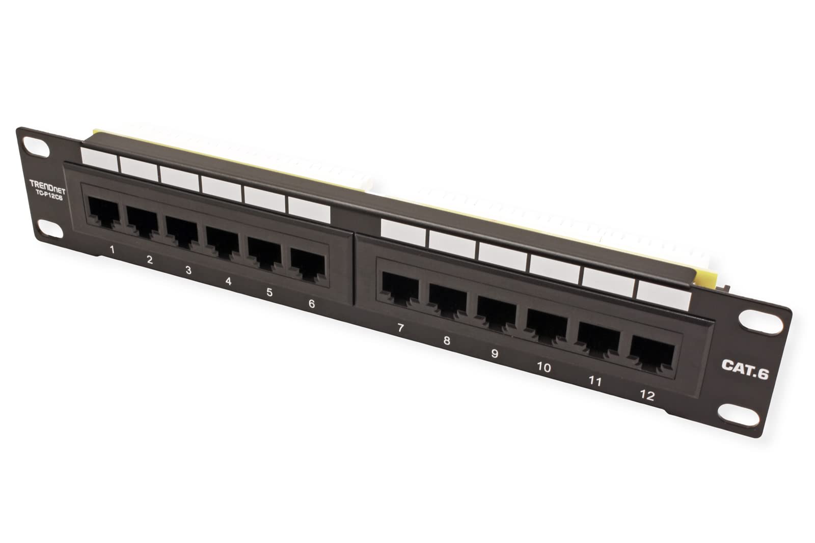 Trendnet 12 Port Cat6 Unshielded Patch Panel, Tc P12C6, 10 Inch Wide, 12 X Gigabit Rj 45 Ethernet Ports, Metal Housing, 250Mhz C