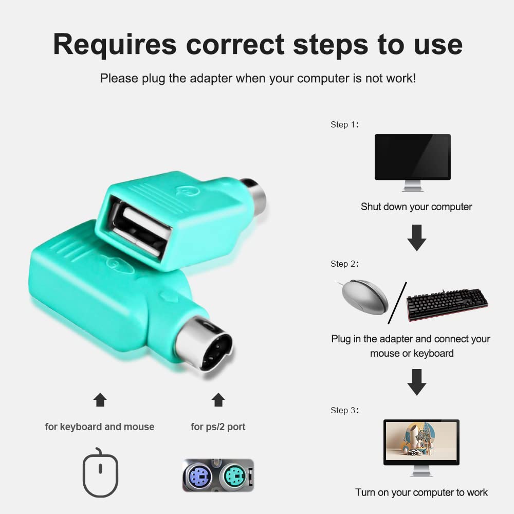 Oxsubor Ps2 To Usb Female,Ps/2 Male Converter Changer Adapter For Wired Mouse 2Pcs By Oxusbor(Notice:Can'T Match All Motherboard