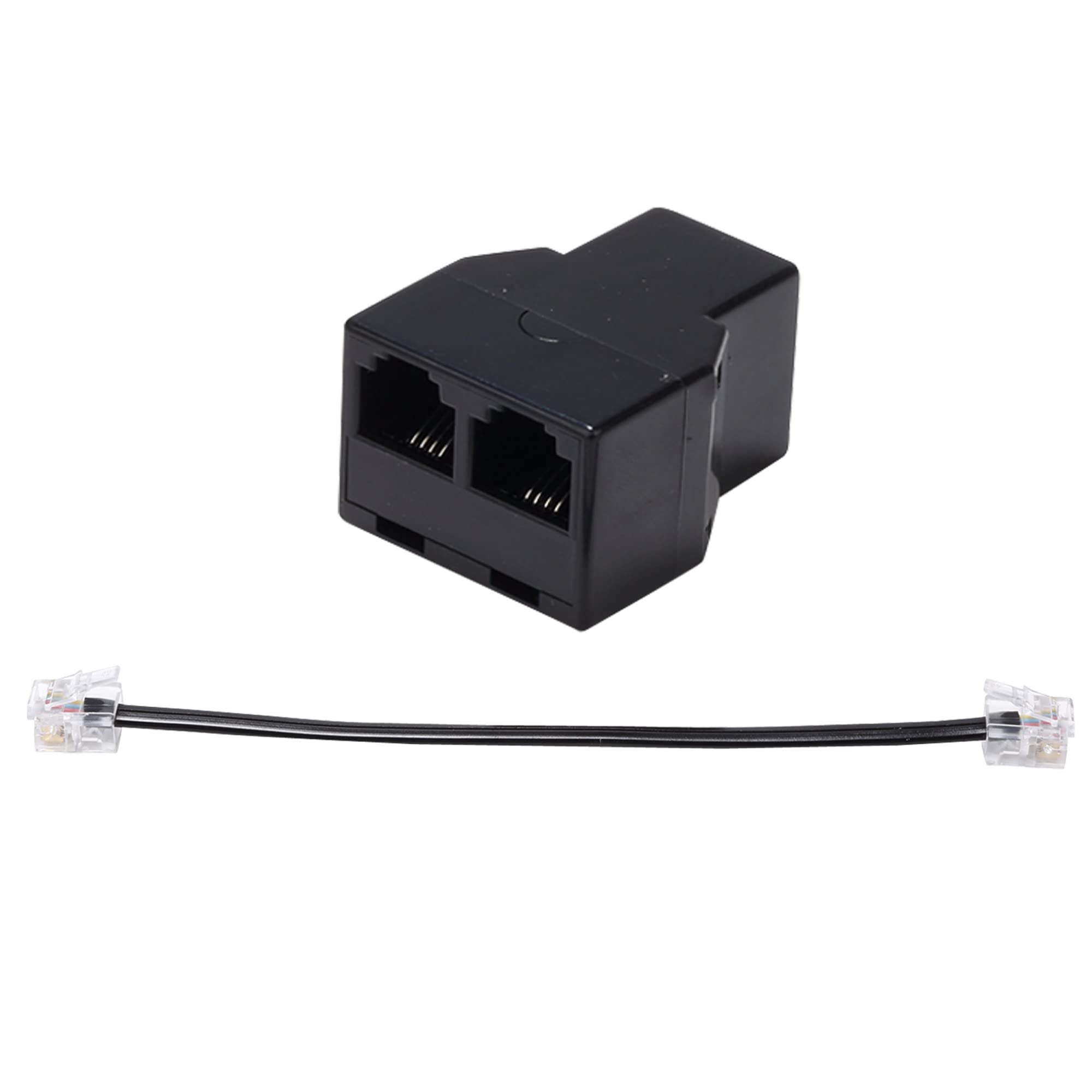 Lansensu Phone Line Splitter,Telephone Splitter,With Rj11 6P4C Plugs,Suitable For Telephone,Fax Machine,Black 1 Pack