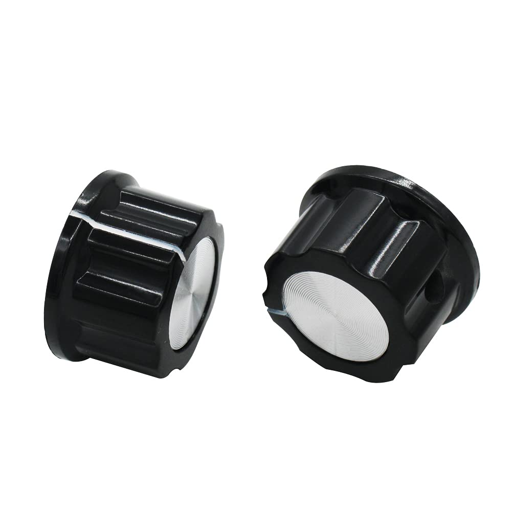 Mxuteuk 10Pcs Black Potentiometer Control Knob Volume Audio Electric Guitar Bass Screw Type 26 X 15Mm (D*H) + 10Pcs 0 100 Scale