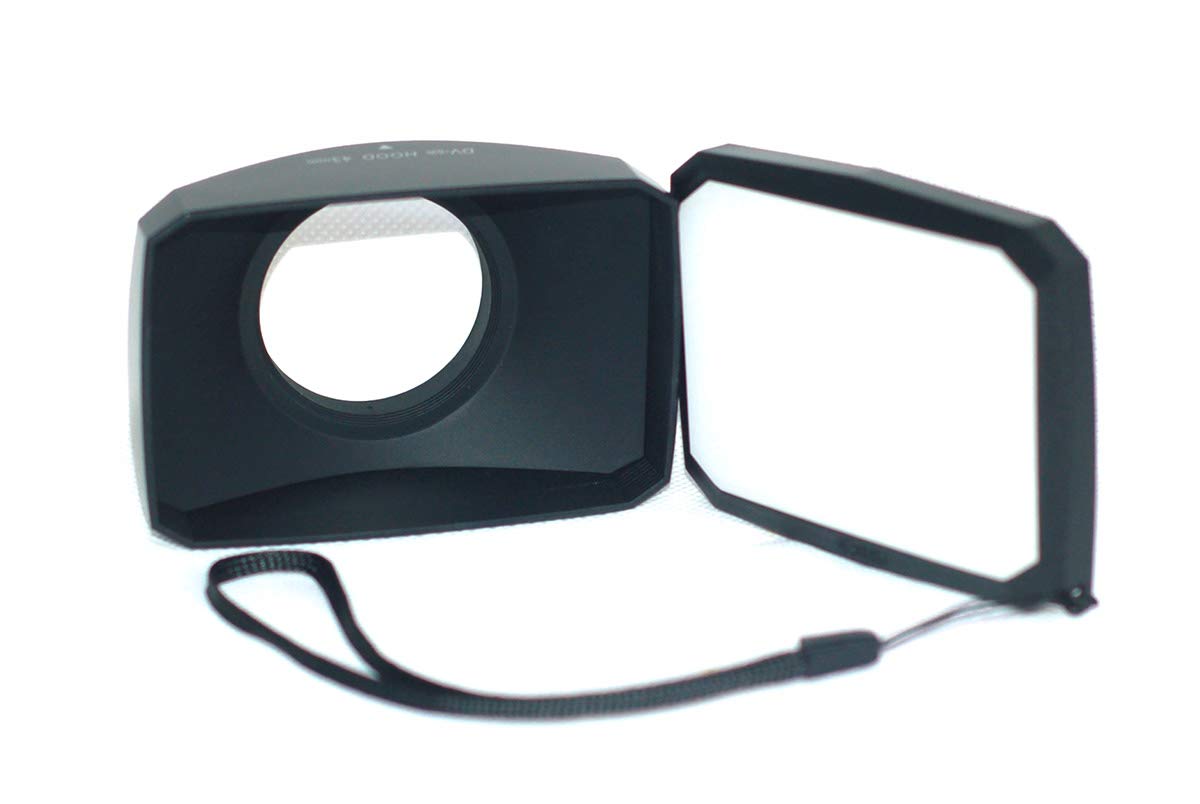 43Mm 16:9 Screw Mount Rectangular Wide Angle Lens Hood + W/B Cap For Canon Vixia Hf R80 R82 R800 R72 R700 R70 R600 R62 R60 Hg10
