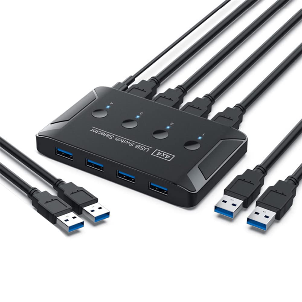 Xiwai Kvm Usb 3.0 Switch Selector 4 Port Pcs Sharing 4 Devices For Keyboard Mouse Scanner Printer