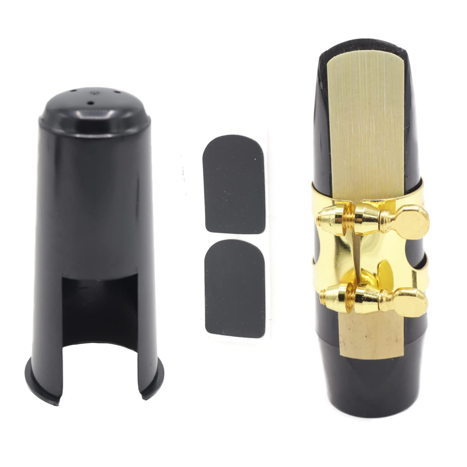 Cheerock Alto Saxophone Mouthpiece, Alto Sax Mouthpiece Set Including Gold Metal Saxophone Ligature & 2Pcs Mouthpiece Pads & One