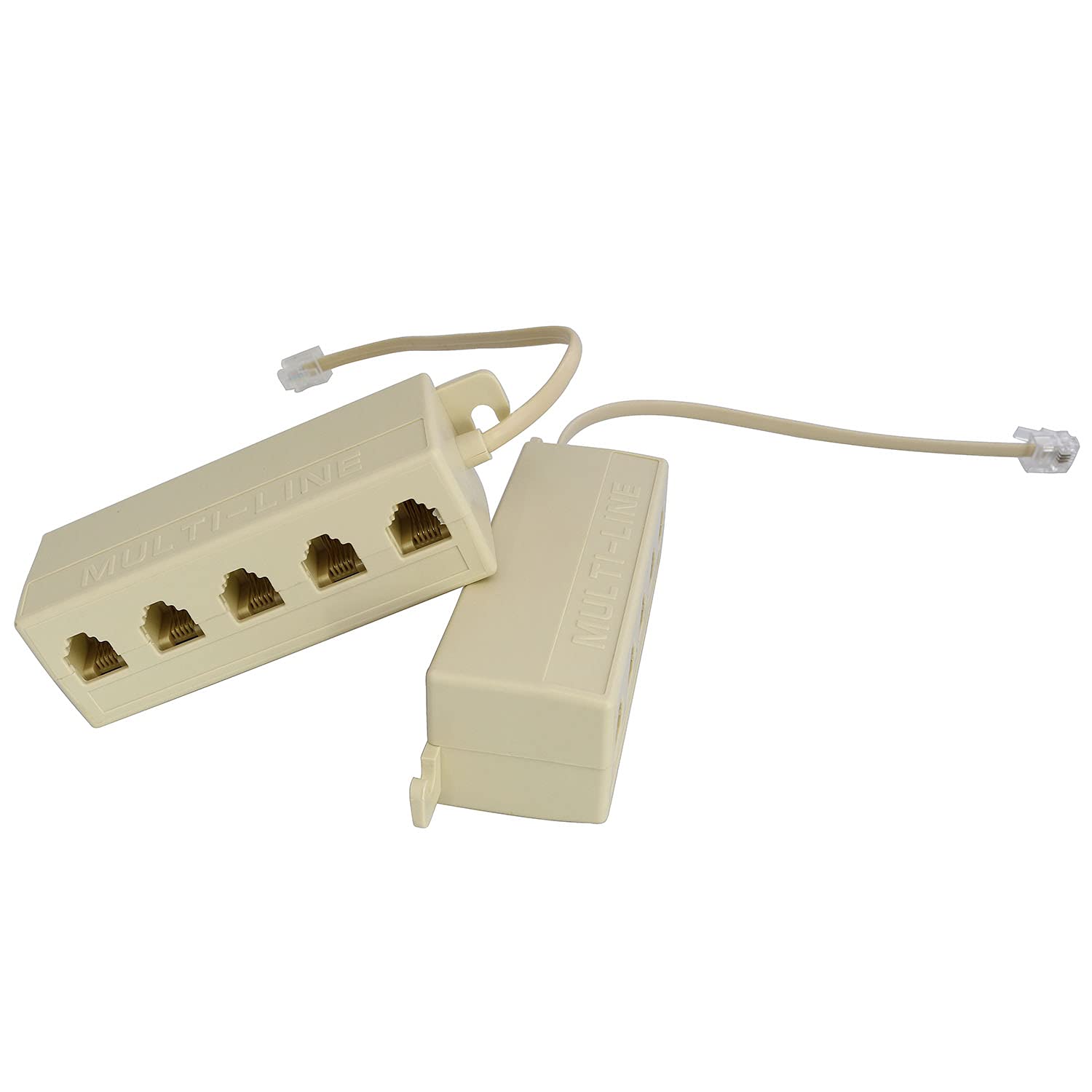 Longdex Five Way Phone Splitter 2Pcs Rj11 6P4C Telephone Line 1 Male To 5 Female Modular T Adapters Jacks