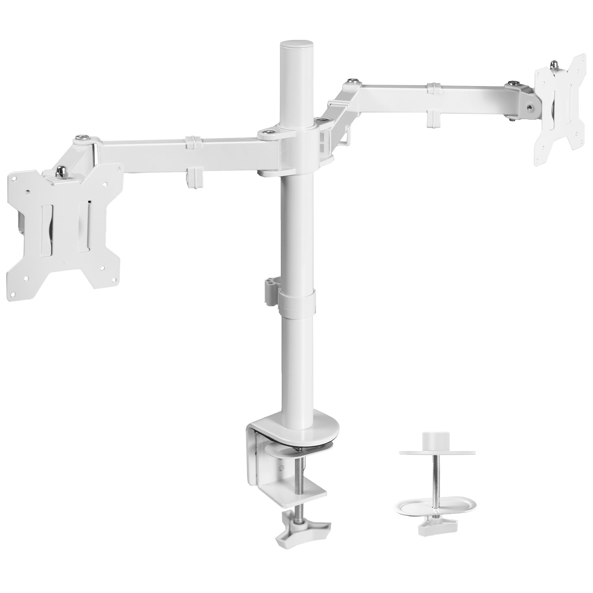 VIVO Dual Monitor Desk Mount, Heavy Duty Fully Adjustable Stand, Fits 2 LCD LED Screens up to 32 inches, White, STAND V032W