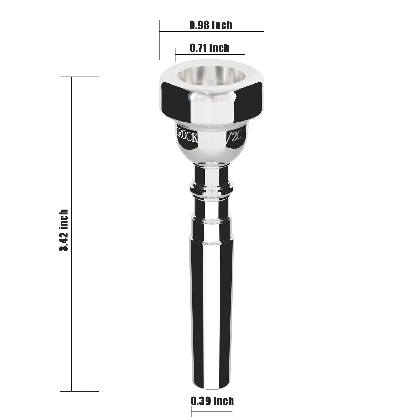 Eastrock 1.5C Trumpet Mouthpiece Silver Plated Bb Trompeta Mouthpiece Trumpet Instrument Accessories Vacuum Packed