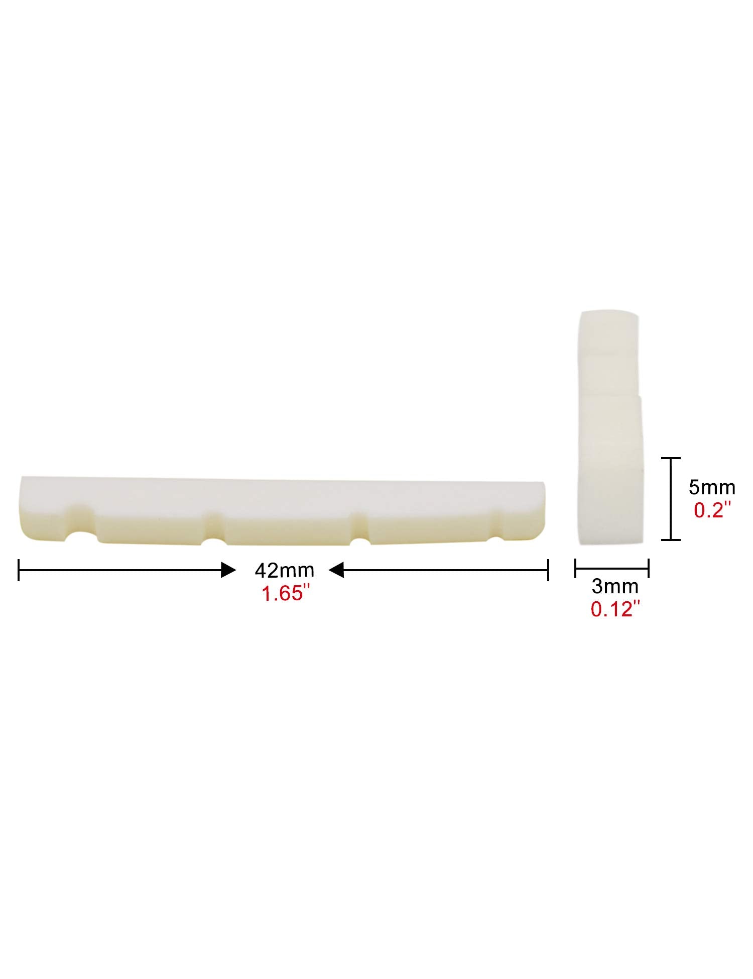 Metallor 4 String Pre Slotted Cattle Bone Bass Nut Replacement Flat Bottom Compatible With Fender Pb Bass Guitar White. (Nut: 42