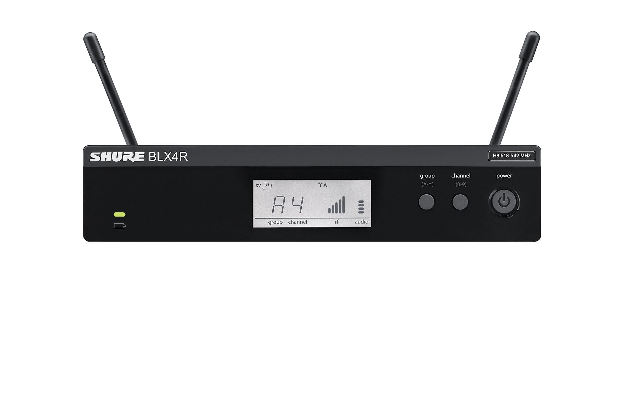Shure BLX4R Rack-Mount Wireless Receiver H9 Band (512-542 MHz) - BLX Series Single-Channel Receiver with QuickScan, XLR & 1/4 Ou
