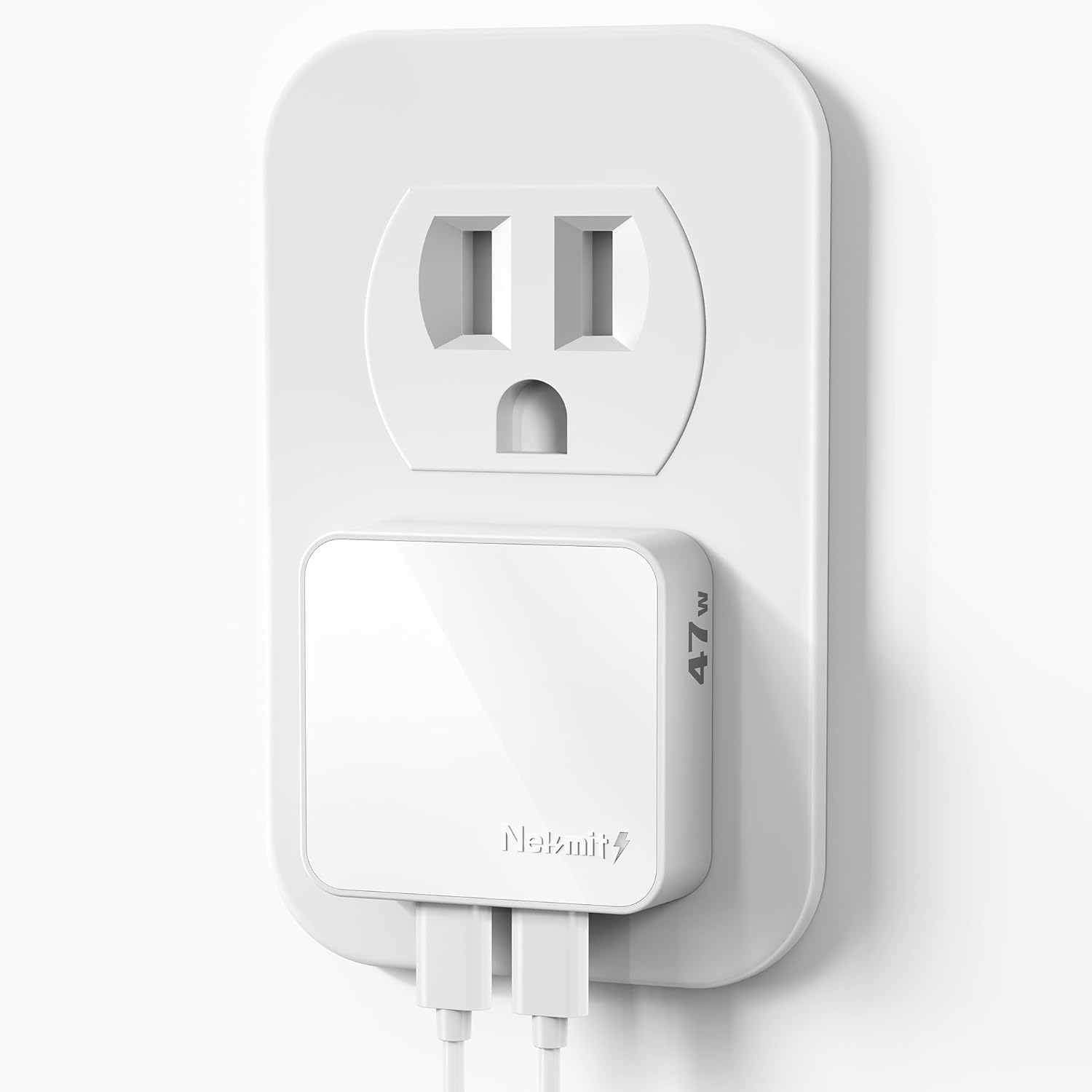 Nekmit Flat USB C Wall Charger, 47W Dual Ports USB C Charger Block, PPS Fast Charging Wall Plug for iPhone 17/17 Pro/17 Pro Max,