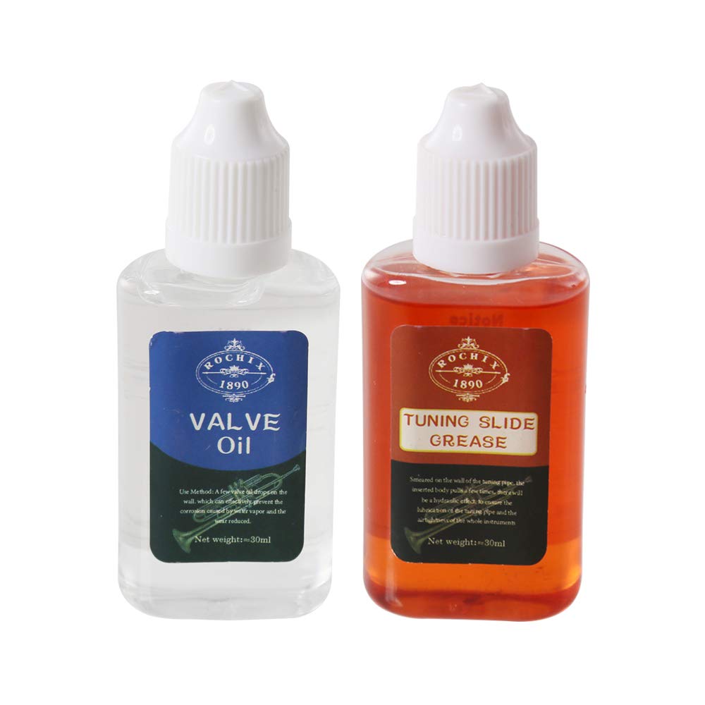 Rochix Synthetic Valve Oil & Tuning Slide Grease For Trumpet,Trombone,French Horn,Tuba,Euphonium And Other Brass Instruments