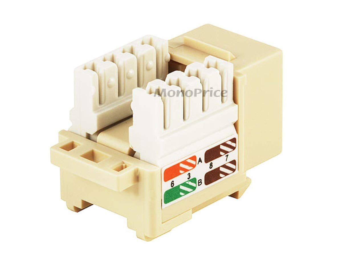 Monoprice Cat5E Punch Down Keystone Jack   For 22 24Awg Solid Wire, Beige