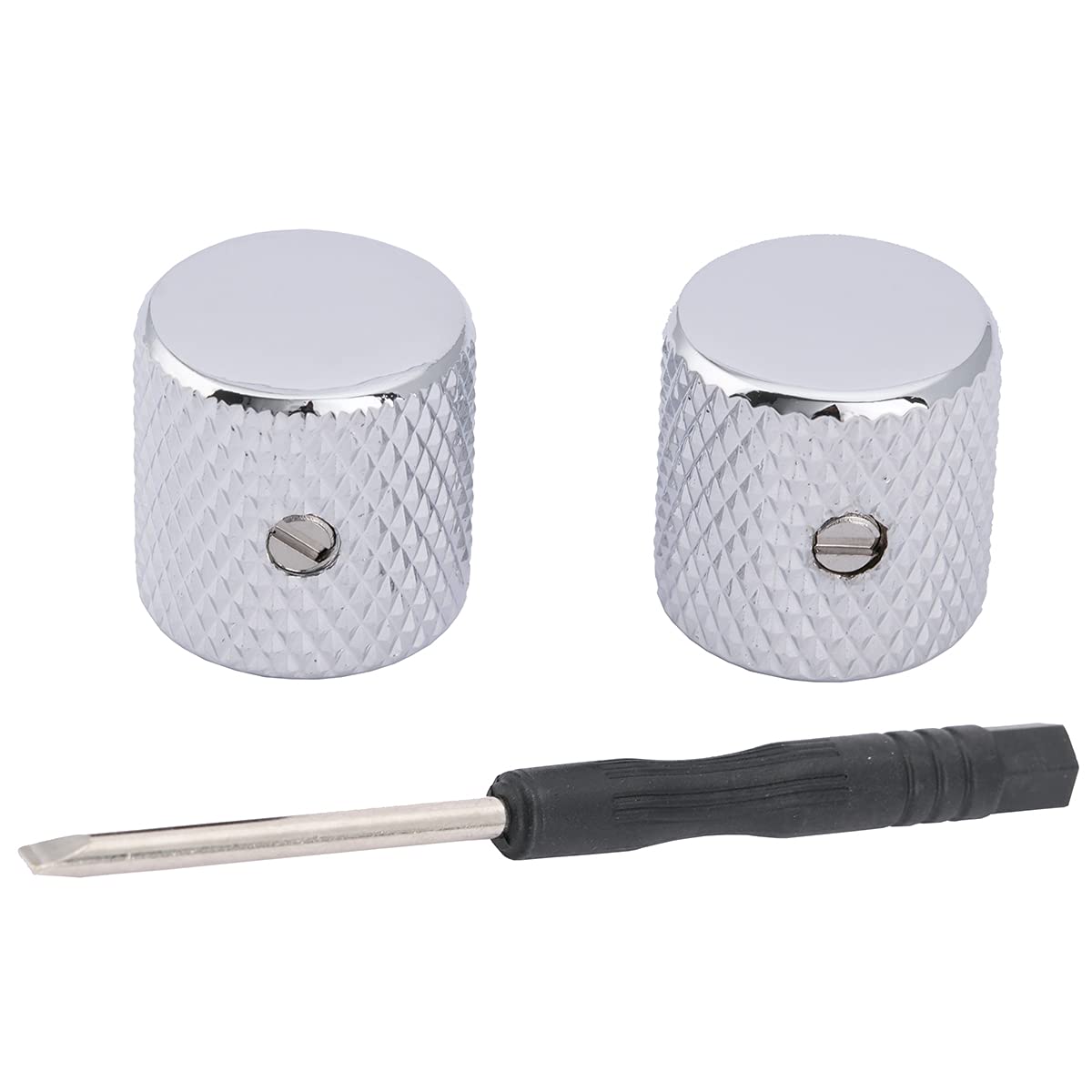Musiclily Pro 6Mm Steel Knurled Flat Top Barrel Knobs With Set Screw For Telecaster Electric Guitar Or Precision Bass, Chrome (S