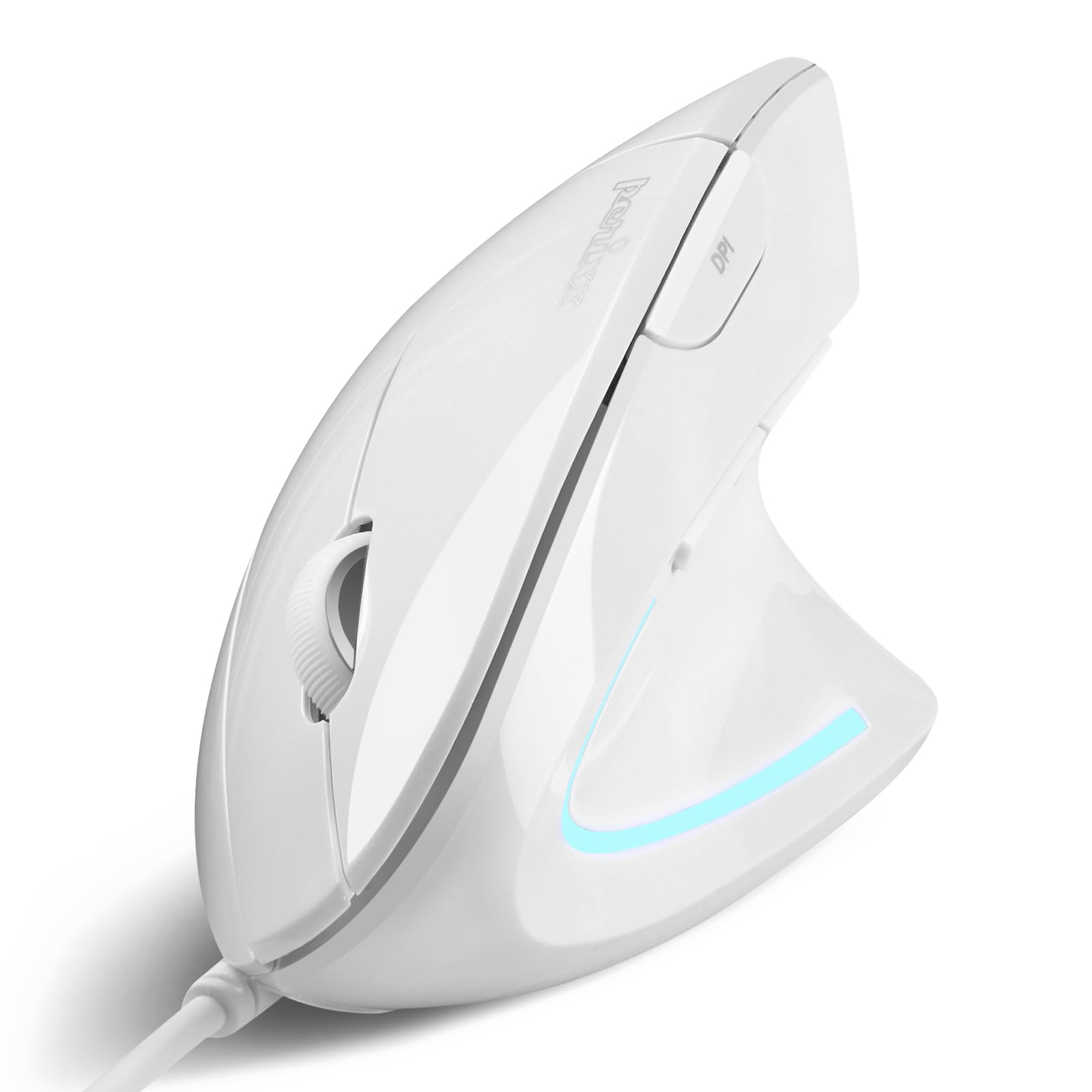 Perixx Perimice 513W Wired Ergonomic Usb Mouse   6 Buttons With 1000/1600 Dpi   Vertical Right Handed Design   White