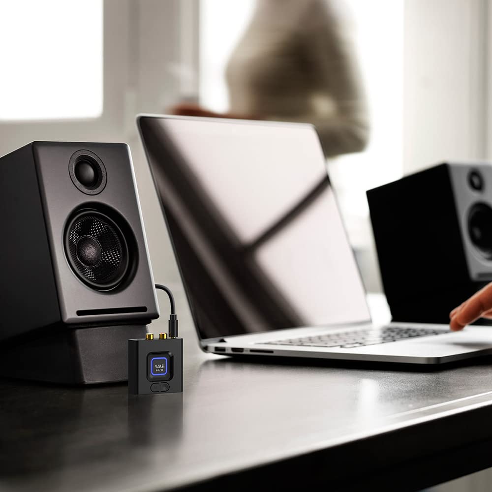 1Mii Bluetooth Audio Receiver 12Hrs Playtime, Bluetooth 5.1 Adapter For Home Stereo Music Streaming System, Low Latency, Bass Mo