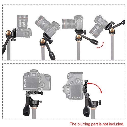 Andoer Camera Tripod Handle Ball Head 3 Way Fluid Head With Quick Release Plate 360 Degree Rotation For Canon Nikon Sony Dslr Camera Max. Load 6Kg