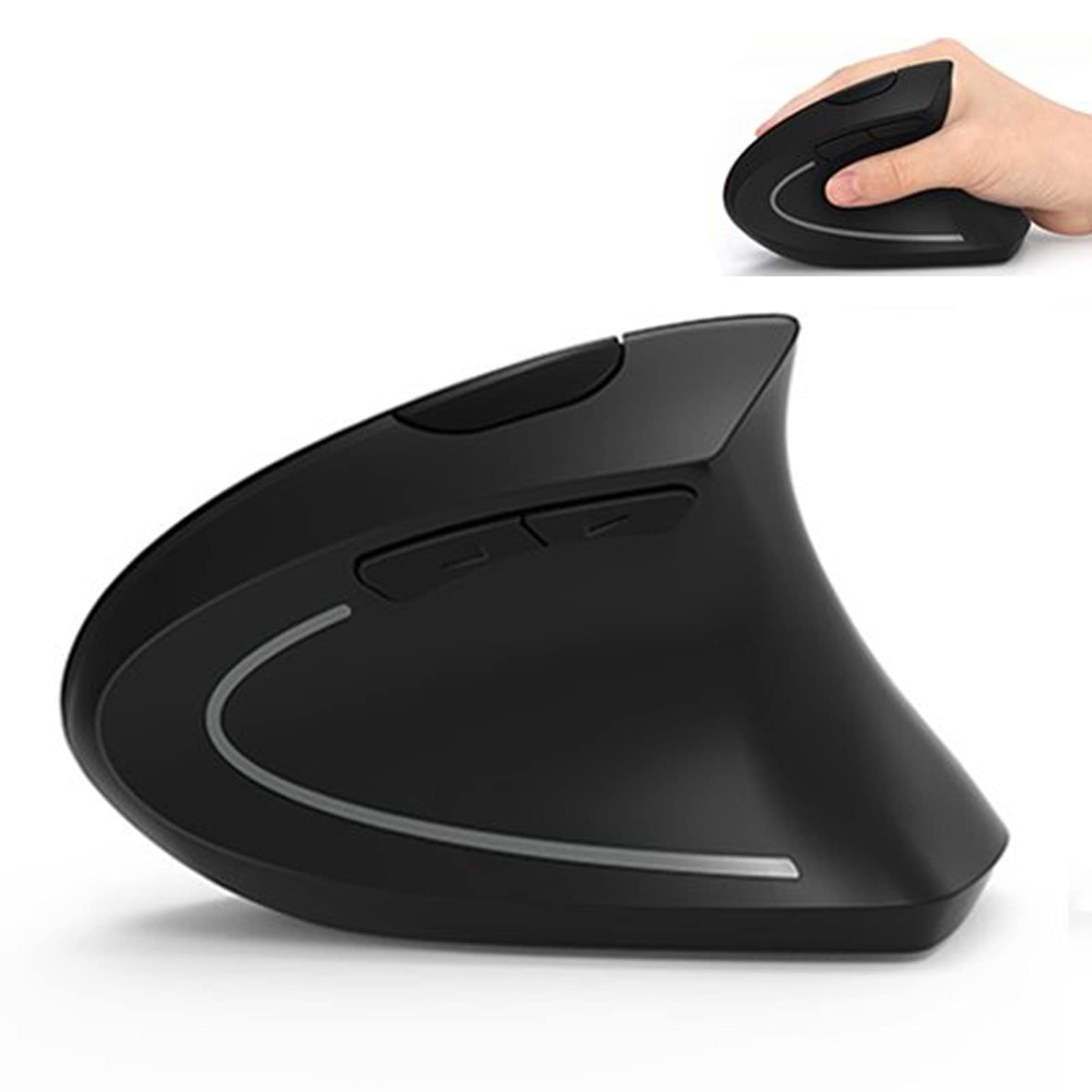 Lekvey Ergonomic Mouse, Wireless Mouse 2.4 Ghz Optical Vertical Wireless Mice : Levels 6 Buttons, For Laptop, Pc, Computer, Desktop, Notebook Etc, Black