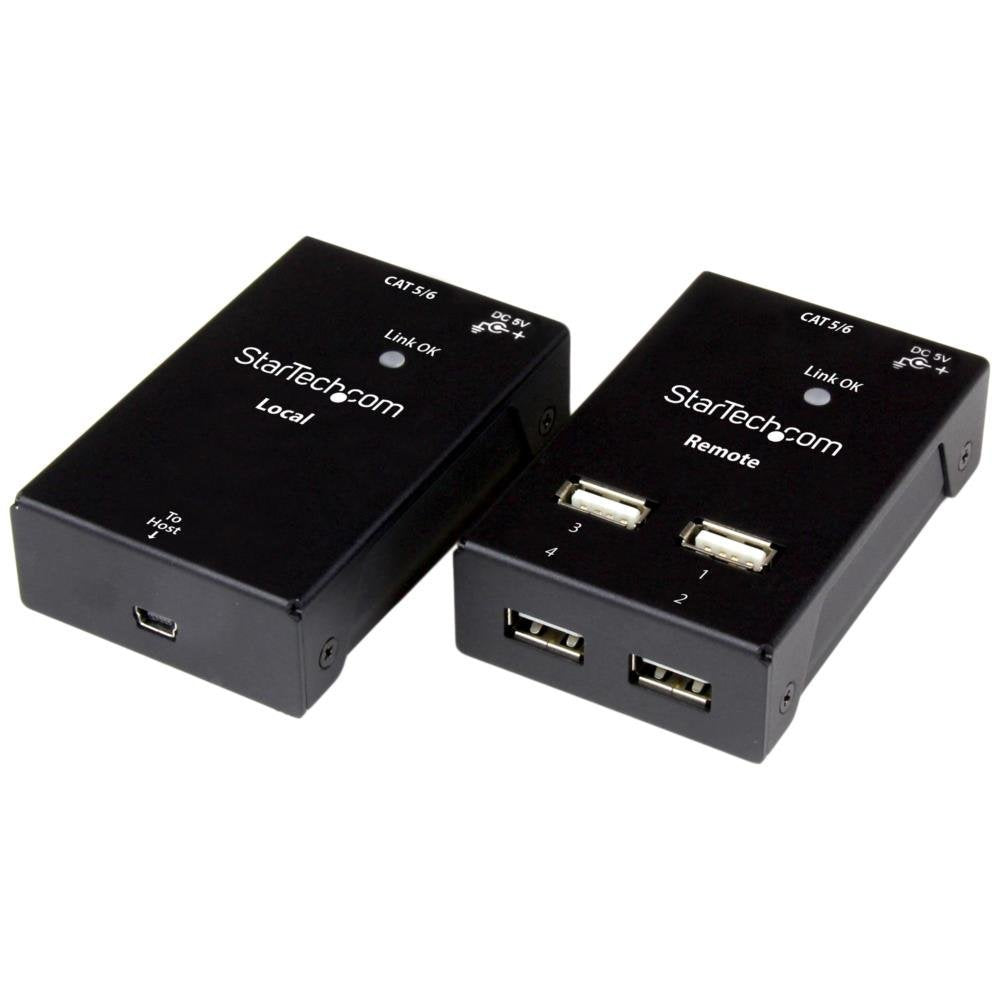 Startech.Com 4 Port Usb 2.0 Over Cat5/6 Extender Up To 130 Feet With Compact Usb Extension (Usb2004Extv)