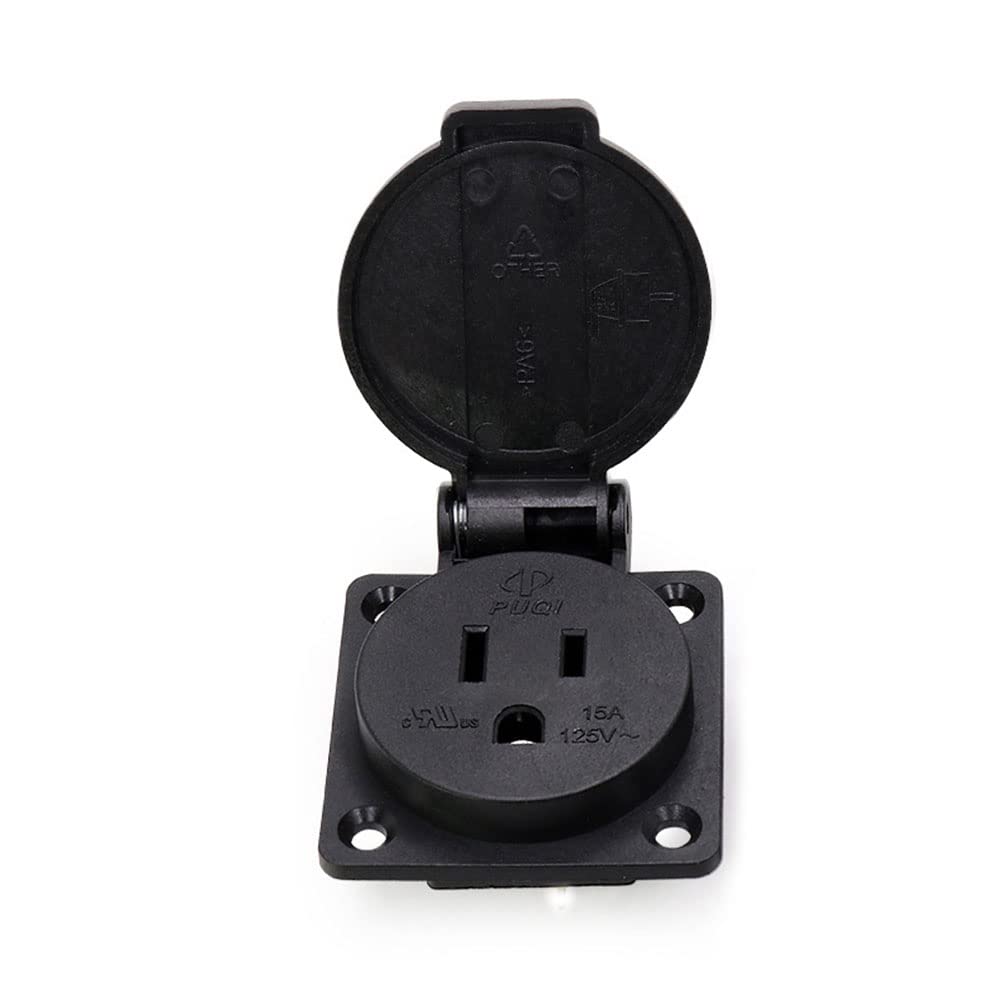 Us Standard Water Proof Power Outlet 3 Hole Socket Ac 15A 125V Panel Mount Dust Proof Industrial Electrical Female Plug Power Co