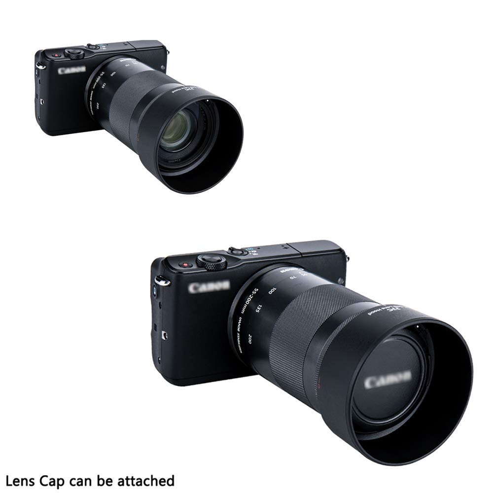 Jjc Bayonet Dedicated Lens Hood Shade For Canon Ef M 55 200Mm F/4.5 6.3 Is Stm Lens On Canon Eos M50 M100 Mirrorless Camera, Rep