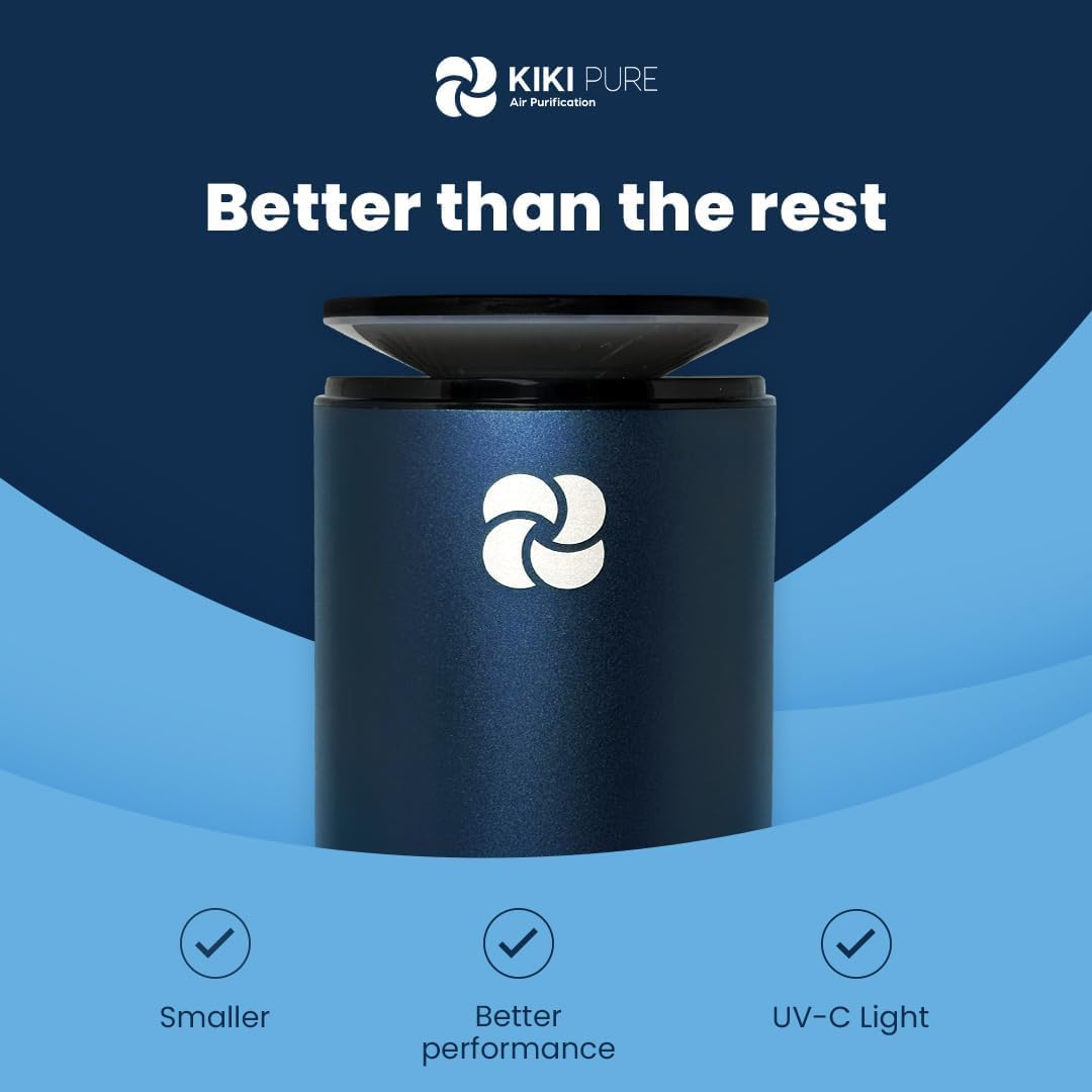 Kiki Pure A2 Uv & Hepa Portable Air Purifier   5.6In Tall, 11 Oz. Ideal For Travel, In Car, Mini Air Purifier, Rose Gold.