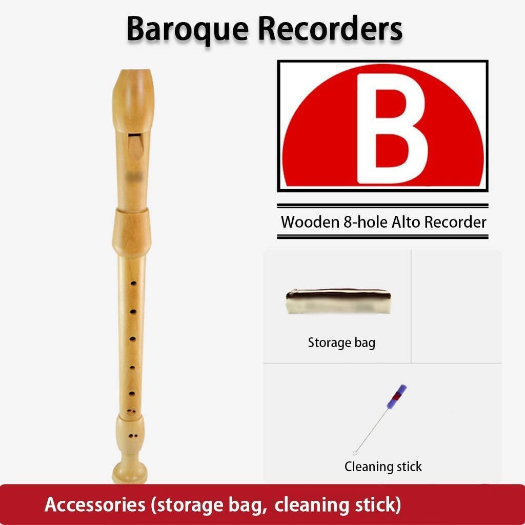 Recorders Instrument, German Recorders 8 Holes For Beginners, Baroque Recorders 3 Piece For Professional, Maple Wood F Key Alto