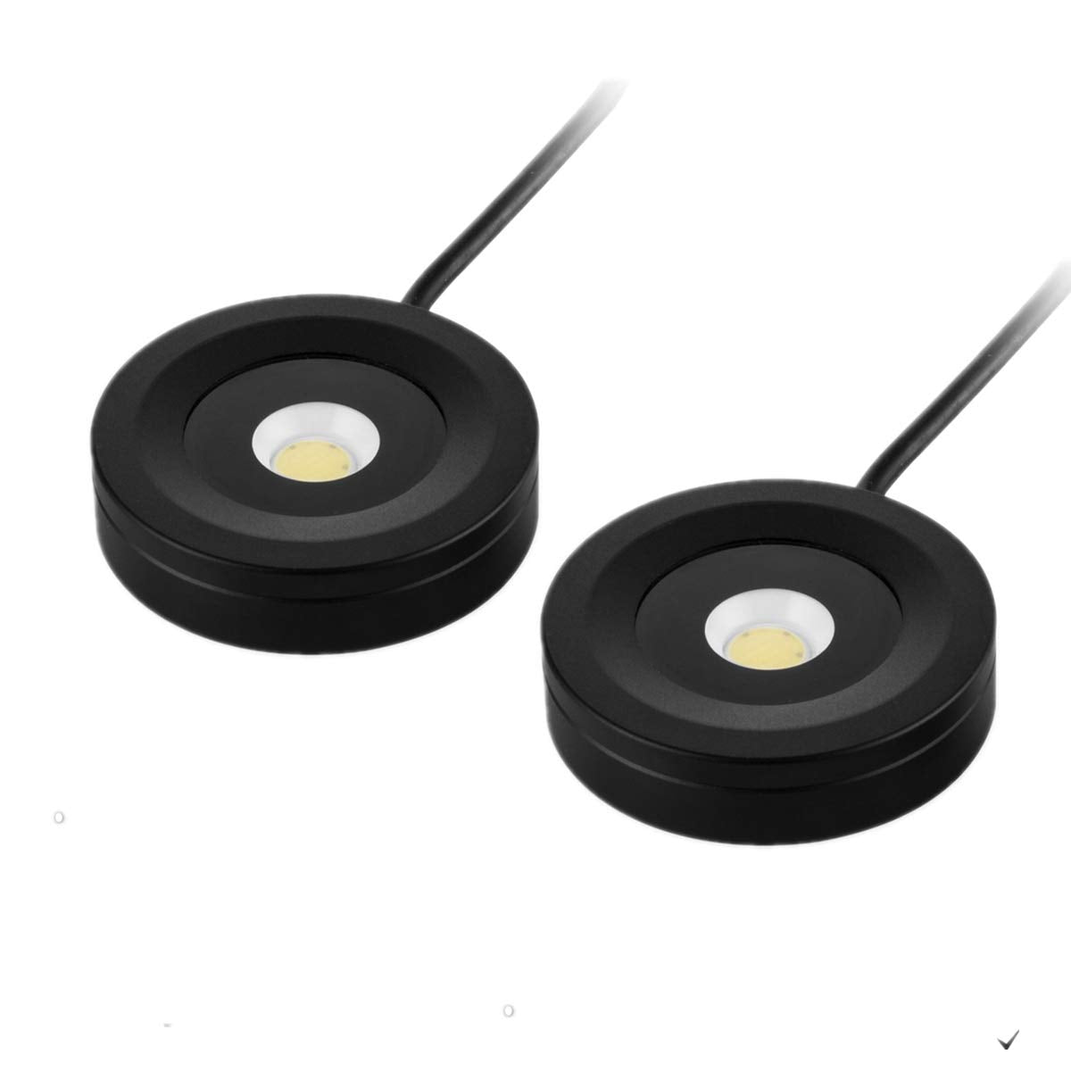 ULIKELED Pack 2 3W AC120V LED Puck Lights Dimmable Mini Spotlights for Displays Light Waterproof Puck Lights for Kitchen Cabinet