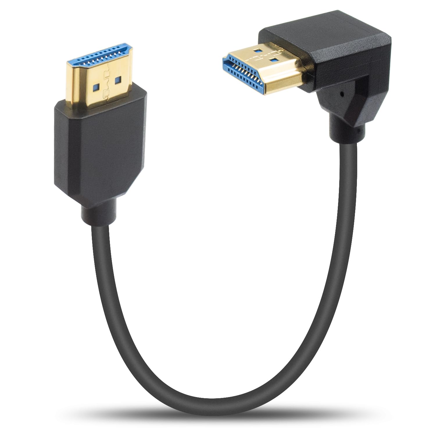 Duttek 8K 90 Degree HDMI Cable 1FT/30cm, 48Gbps Down Angle HDMI Male to Male Cable, High Speed HDMI 2.1 Adapter Connector Cable 