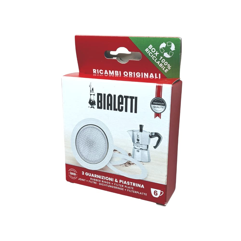 Bialetti Spare Parts, Includes 3 Gaskets And 1 Plate, Compatible With Moka Express, Fiammetta, Break, Happy, Dama, Moka Timer An