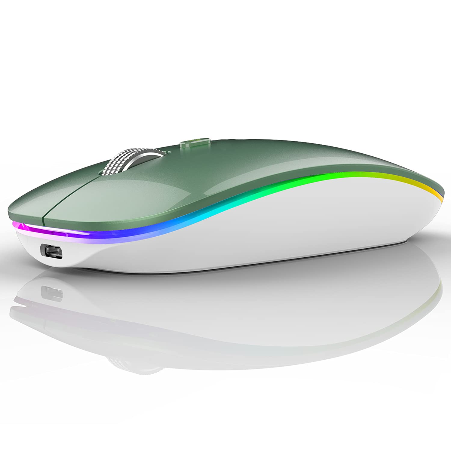 Uiosmuph Led Wireless Silent Mouse, G12 Slim Rechargeable, 2.4G Portable Usb Optical Computer Mice With Usb Receiver And Type C 